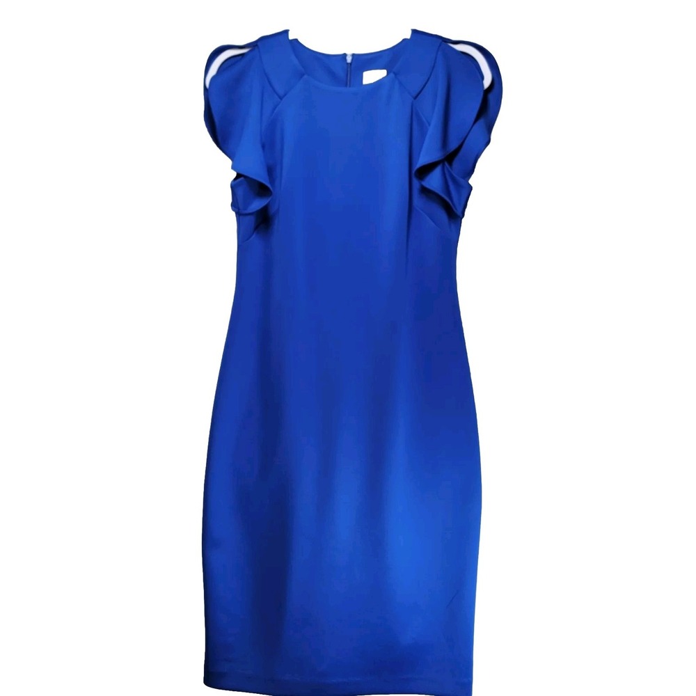 Vince Preppy Camuto Dress Womens 8 Split Ruffle‎ Sleeve Business Work Royal Blue